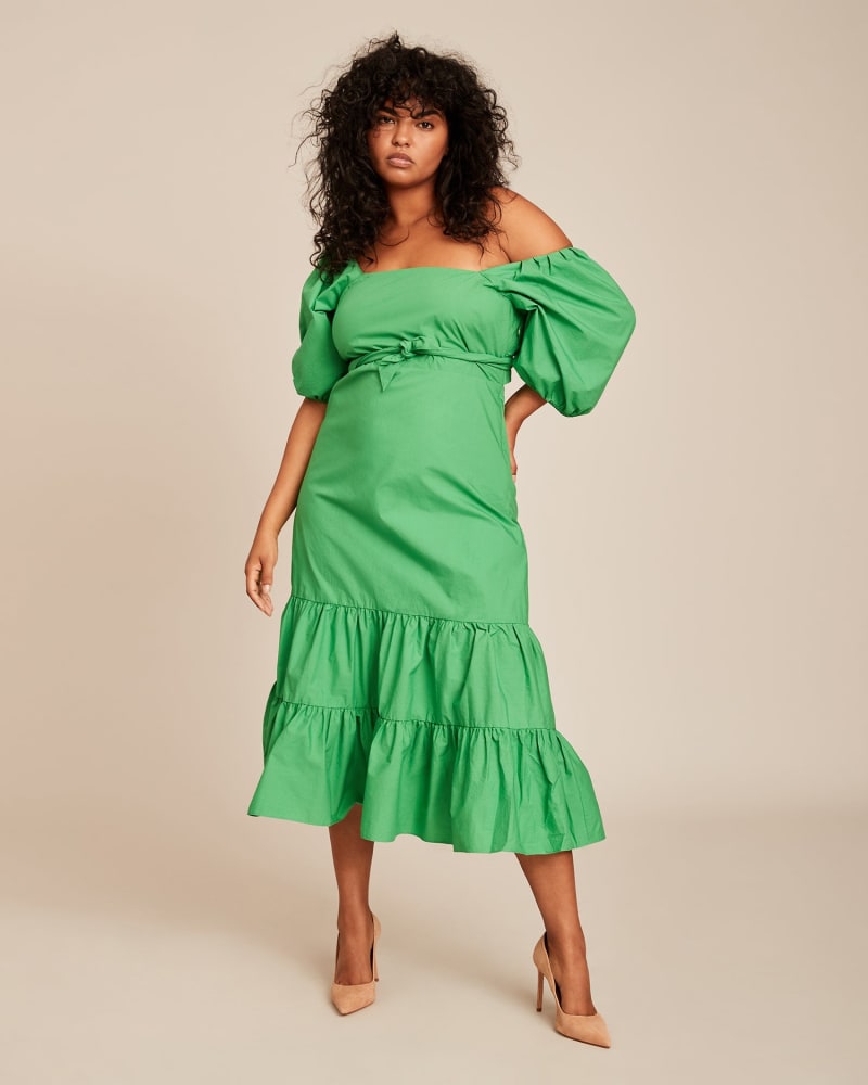 Front of a model wearing a size 14 Cynthia Dress in GREEN by Tanya Taylor. | dia_product_style_image_id:225064